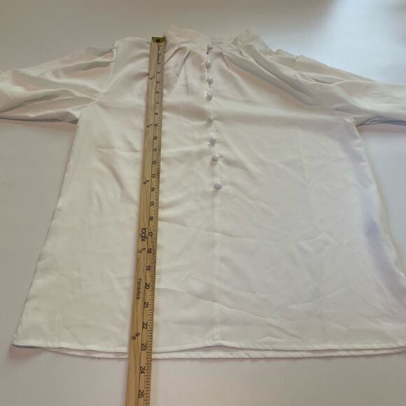 Shein Size S White Button Up Blouse Long Sleeves - Picture 6 of 6